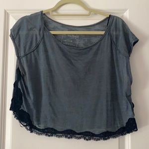 Free people cropped shirt with blue lace